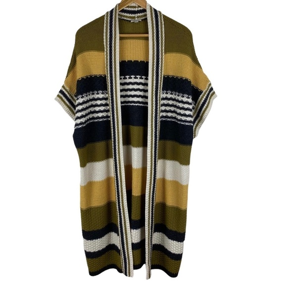 Ecote Duster Cardigan Sweater Open Long Oversized Color block Stripes Size XS/S - Picture 11 of 11